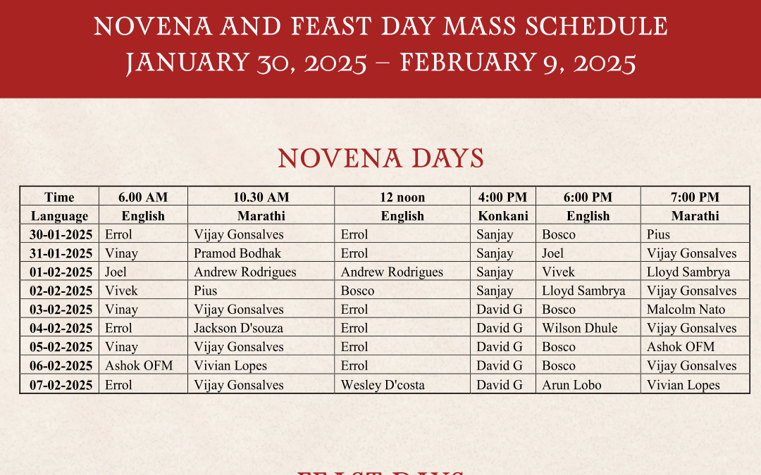 Feast Day Schedule